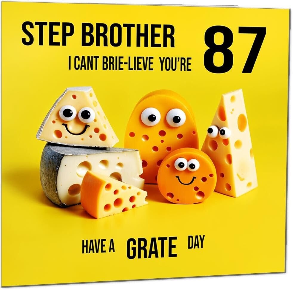 Step Brother Birthday Card - Cheese Pun Funny Step-Brothers