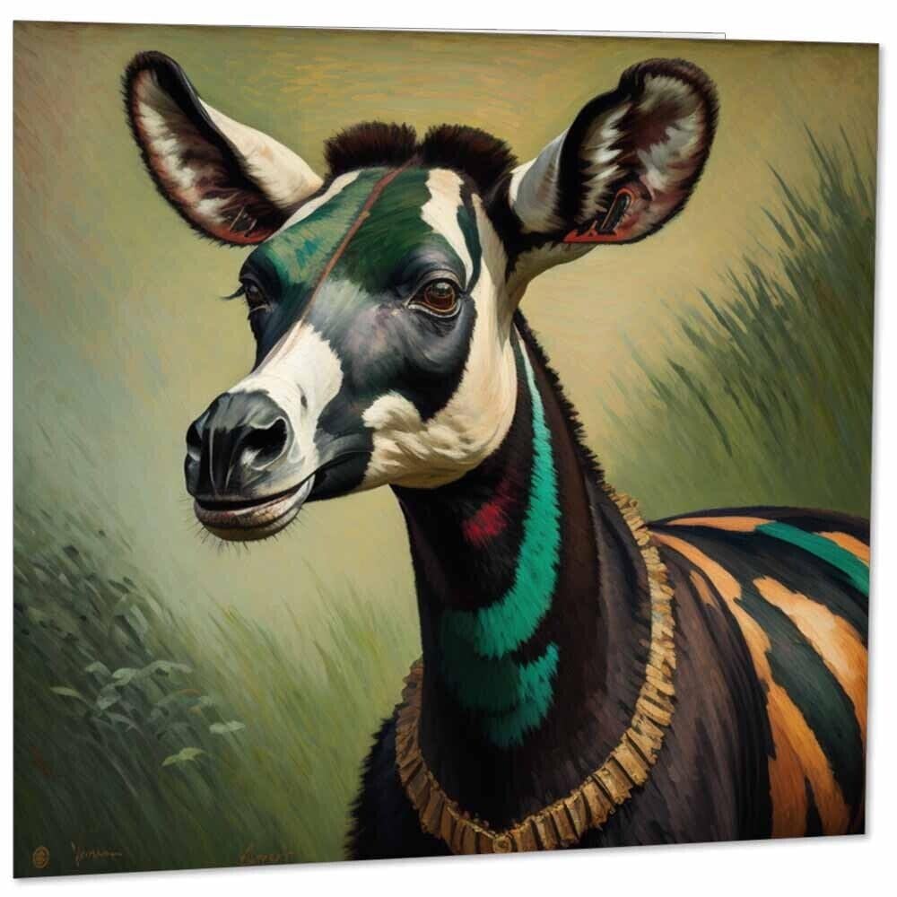 Okapi Greeting Card Animal Impressionism Art 145mm x 145mm