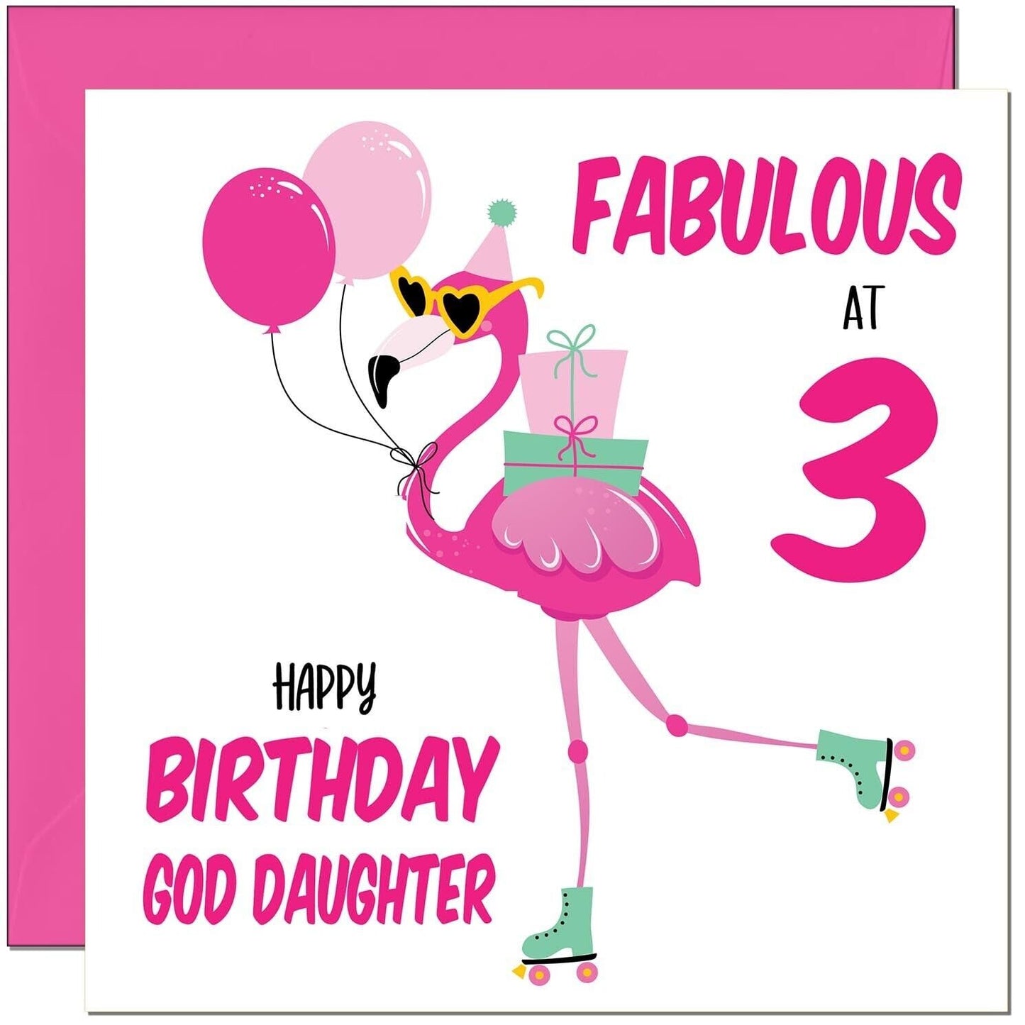 God Daughter Birthday Card - Fabulous Flamingo - Pink Cute God-Daughters