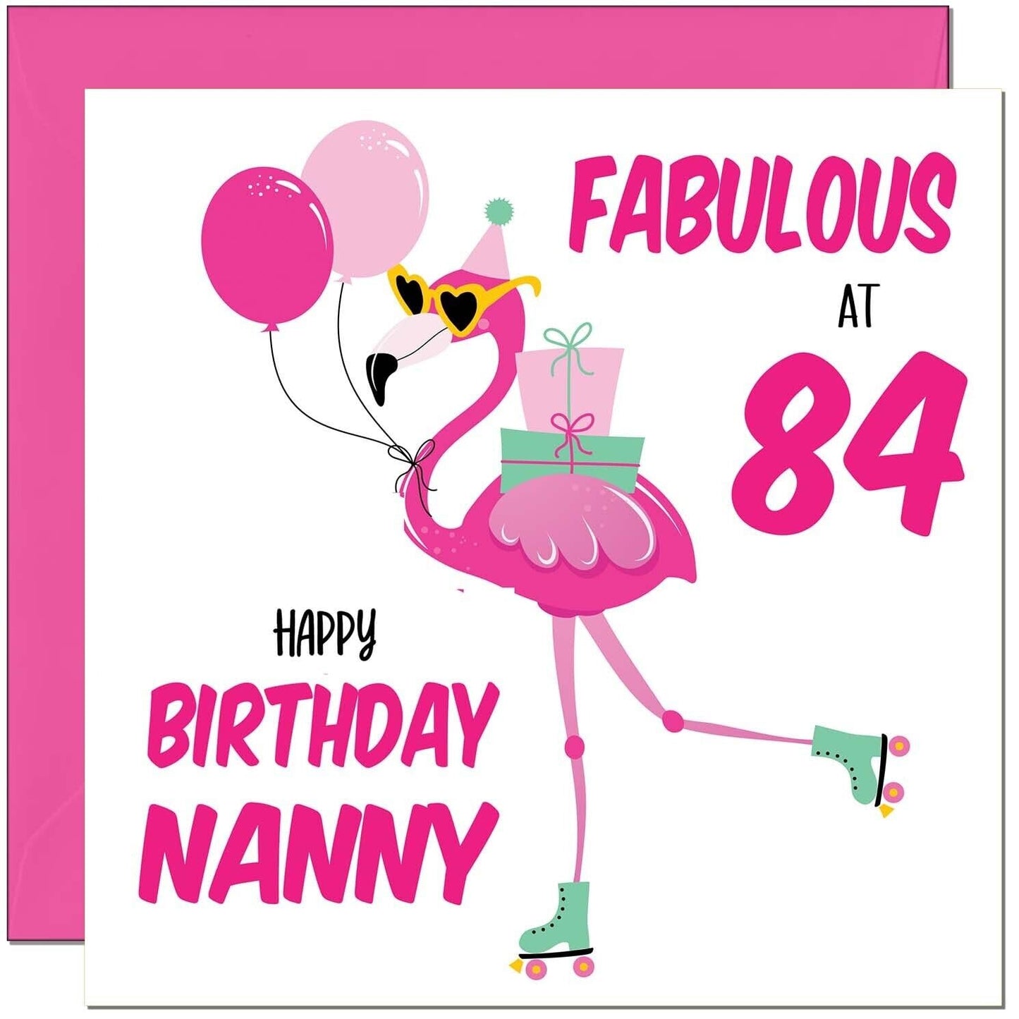 Nanny Birthday Card - Fabulous Flamingo - Ladies Grandmother Pink Cute Grandma