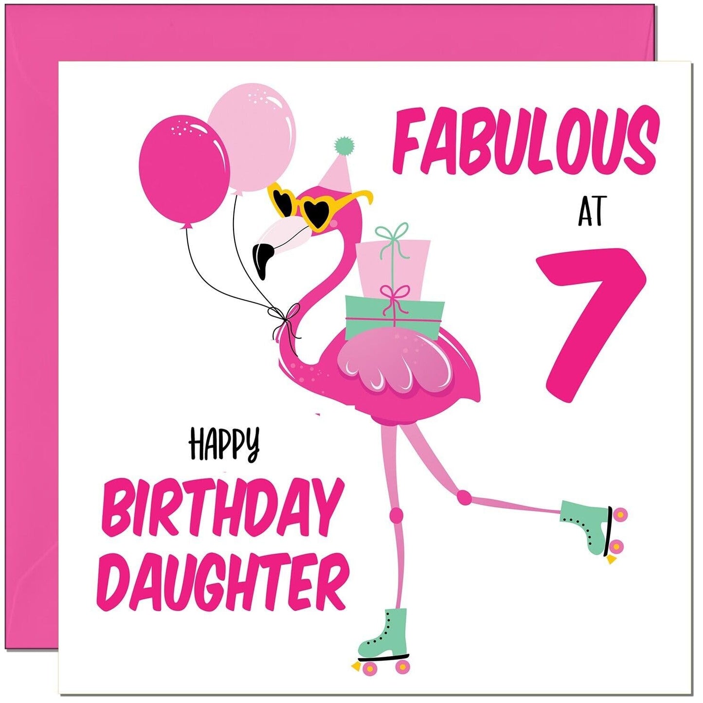 Daughter Birthday Card - Fabulous Flamingo - Ladies Womens Pink Cute Daughters