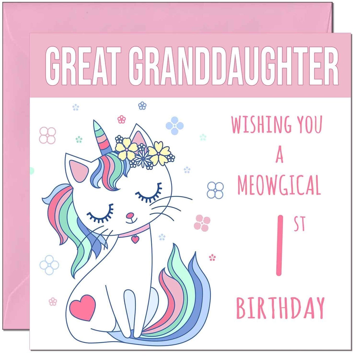 Great Granddaughter Birthday Card - Meowgical Funny Cat