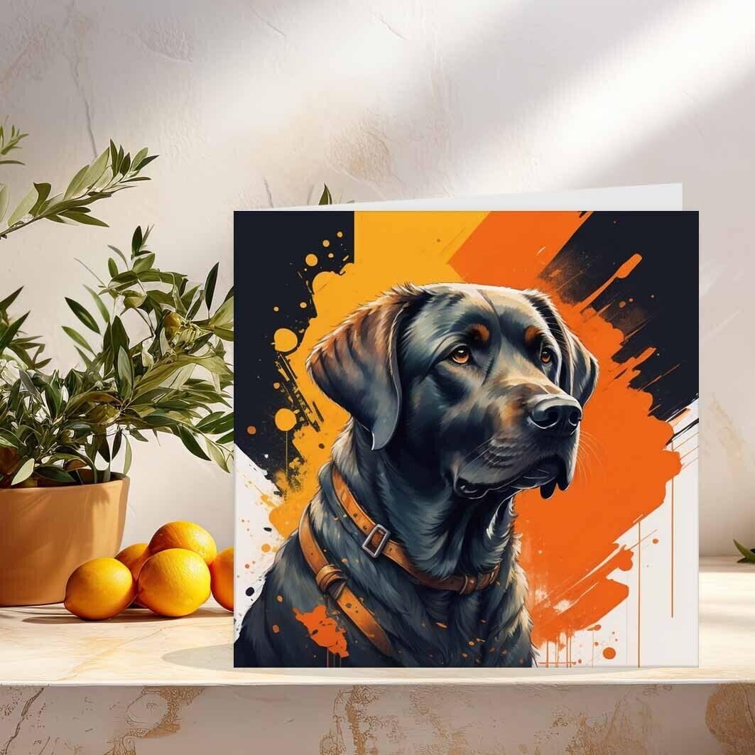 Labrador Birthday Card - Black Labrador Greeting Card Dog 145 x 145mm
