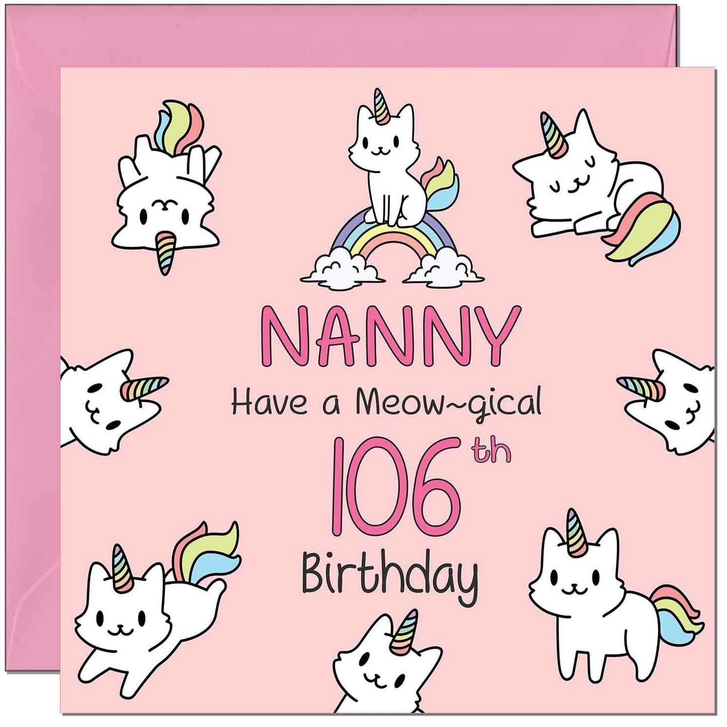 Nanny Birthday Card - Funny Cat Cute Grandma