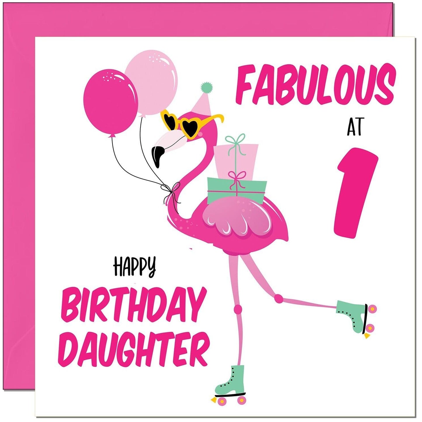 Daughter Birthday Card - Fabulous Flamingo - Ladies Womens Pink Cute Daughters