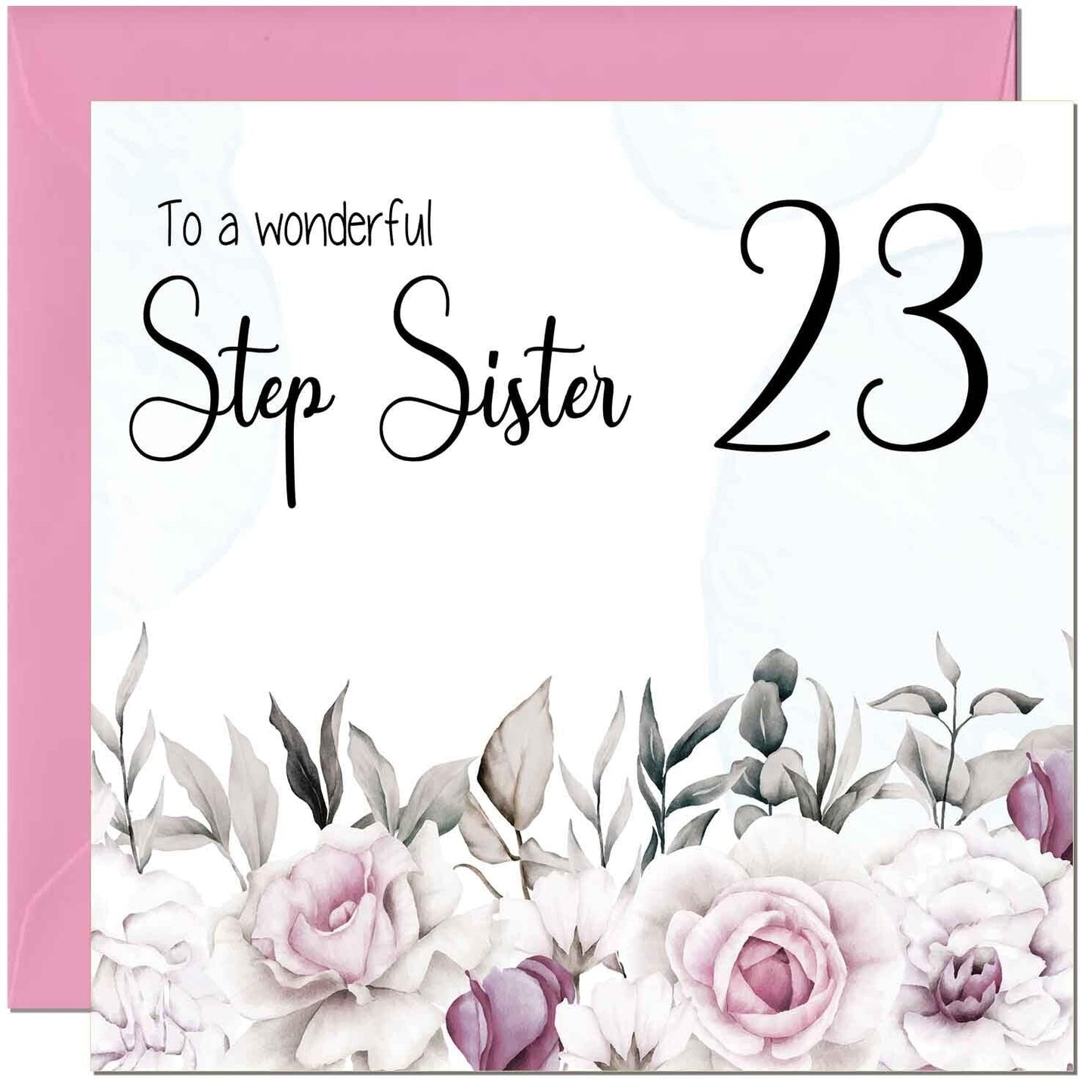Step Sister Birthday Card Floral Elegant Step Sisters