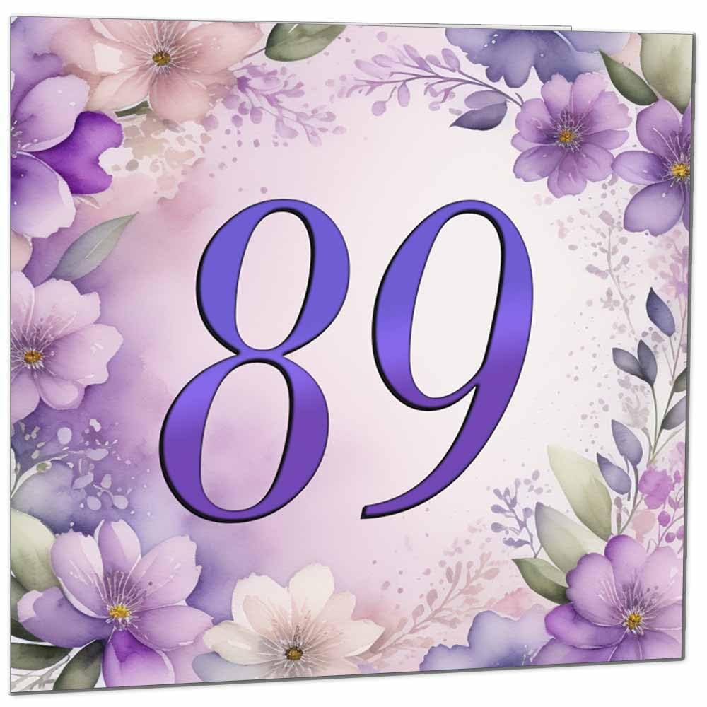 Birthday Card for Women - Purple Floral 80th Birthday Cards for year old woman Ladies Grandma Nan Aunt Mum Sister Mom Friend