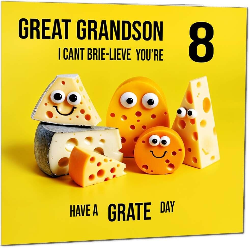Great Grandson Birthday Card - Cheese Pun Funny Great Grandson