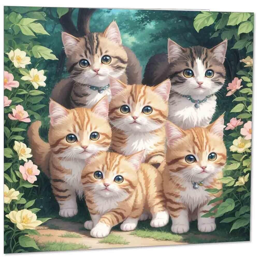 Kittens Greeting Card - Cute Adorable Cats Birthday Card 145mm x 145mm