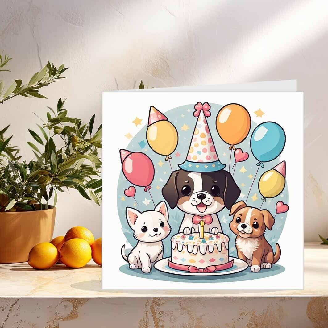 Cute Dog Birthday Card Kids Happy Birthday Cards for Children 145 x 145mm