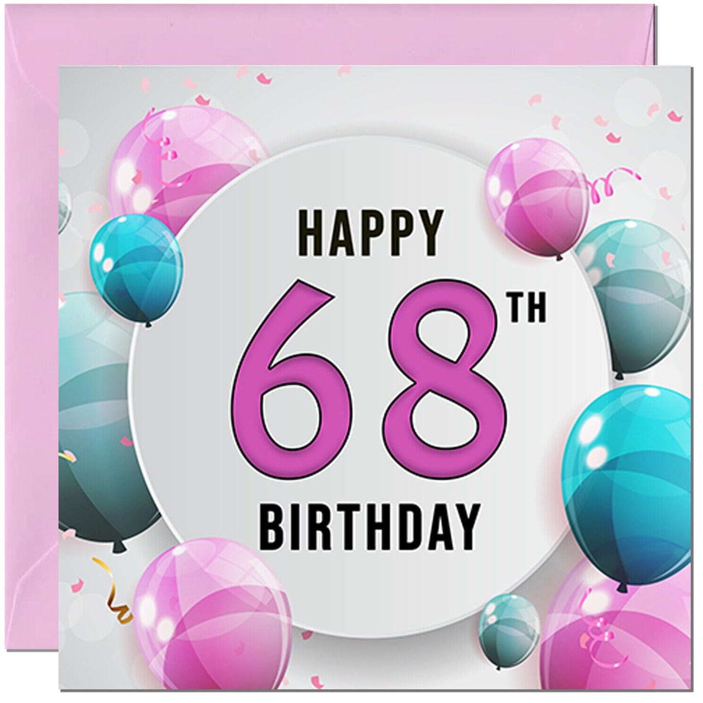 Birthday Card for women - Pink Turquoise Balloon Number