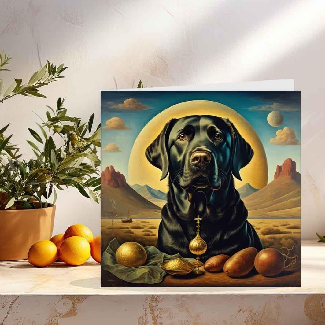 Labrador Dali Greeting Card Salvador Dog Birthday Card 145mm x 145mm