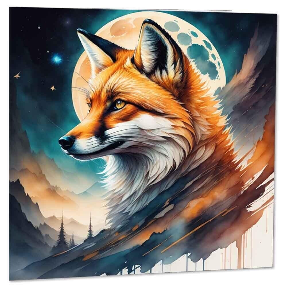 Watercolour Fox Greeting Card 145 x 145mm