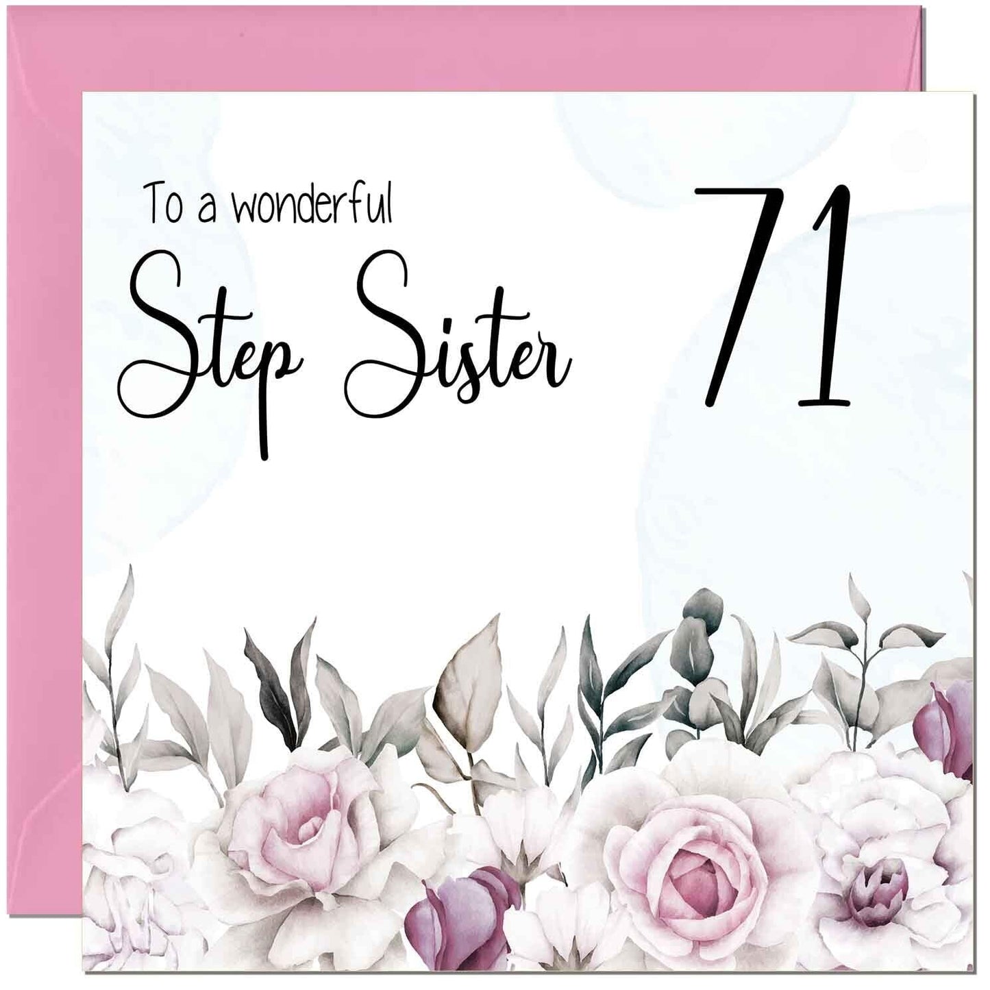 Step Sister Birthday Card Floral Elegant Step Sisters