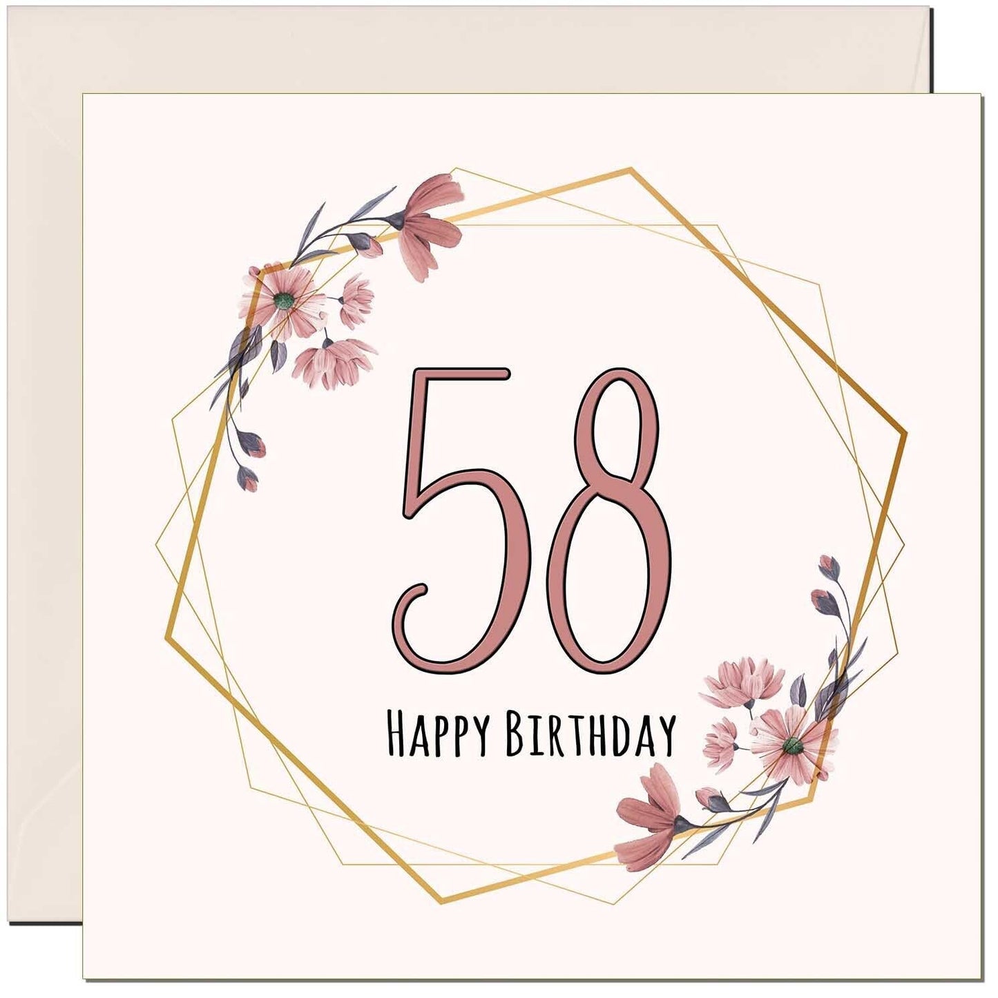 Floral Birthday Card for Women Elegant Beautiful