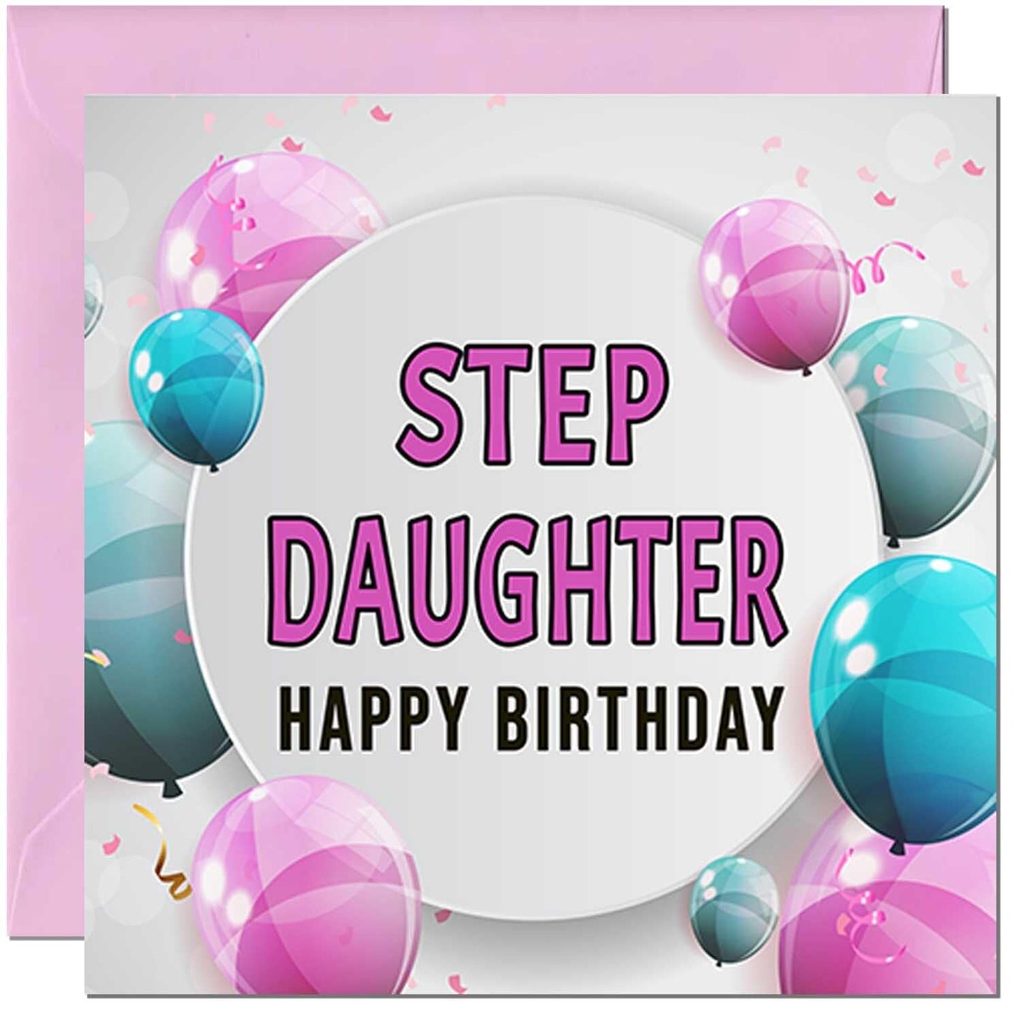 Birthday Card for women - Pink Turquoise Balloon Number