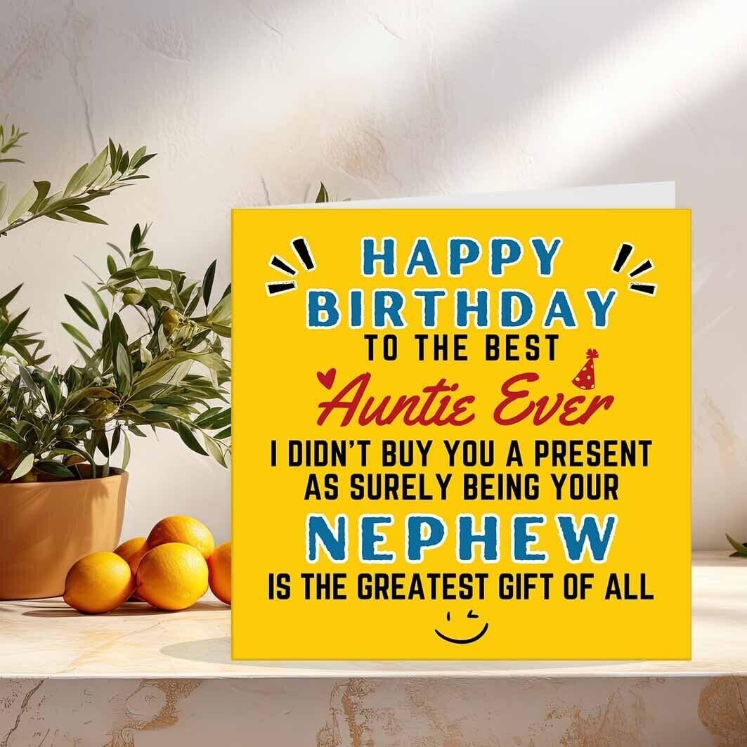 Aunty Birthday Card for Auntie from Nephew - Aunts birthday cards 145 x 145mm