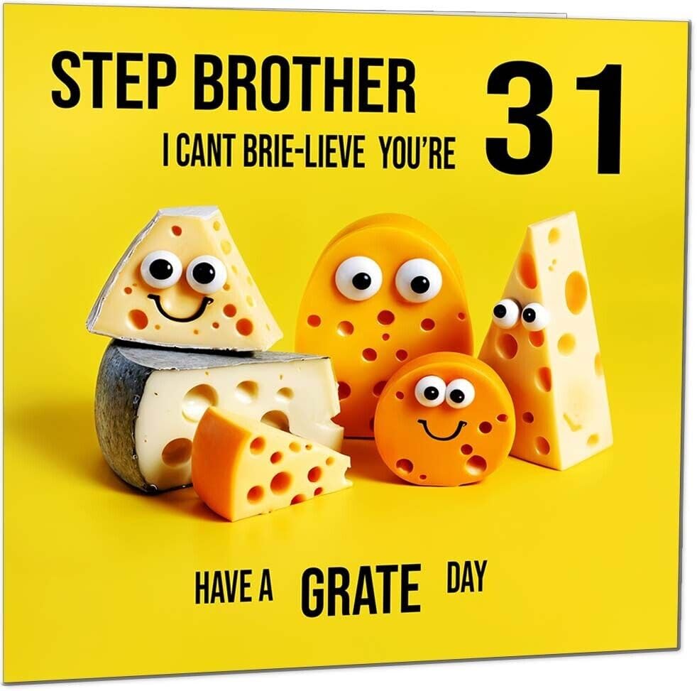 Step Brother Birthday Card - Cheese Pun Funny Step-Brothers