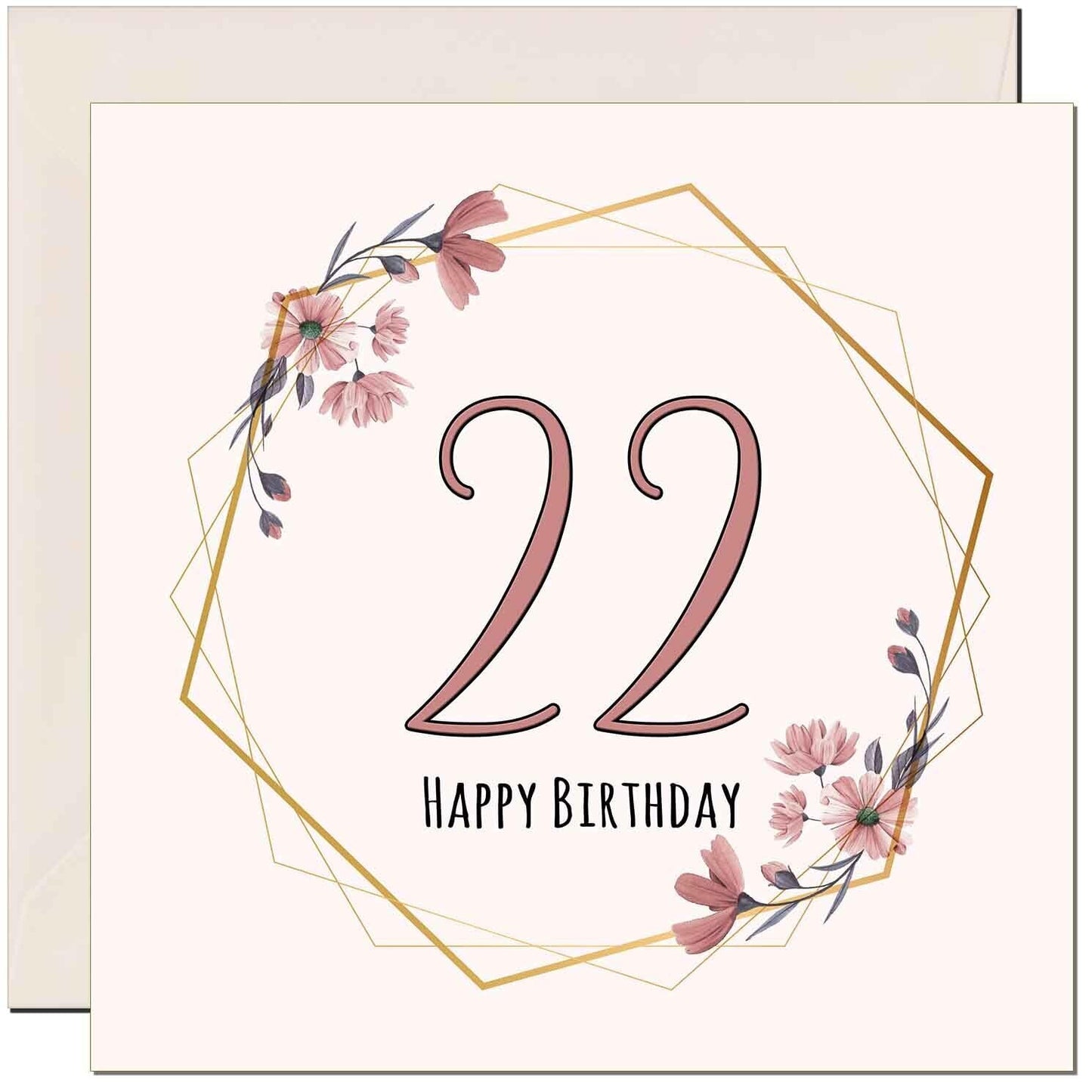Floral Birthday Card for Women Elegant Beautiful