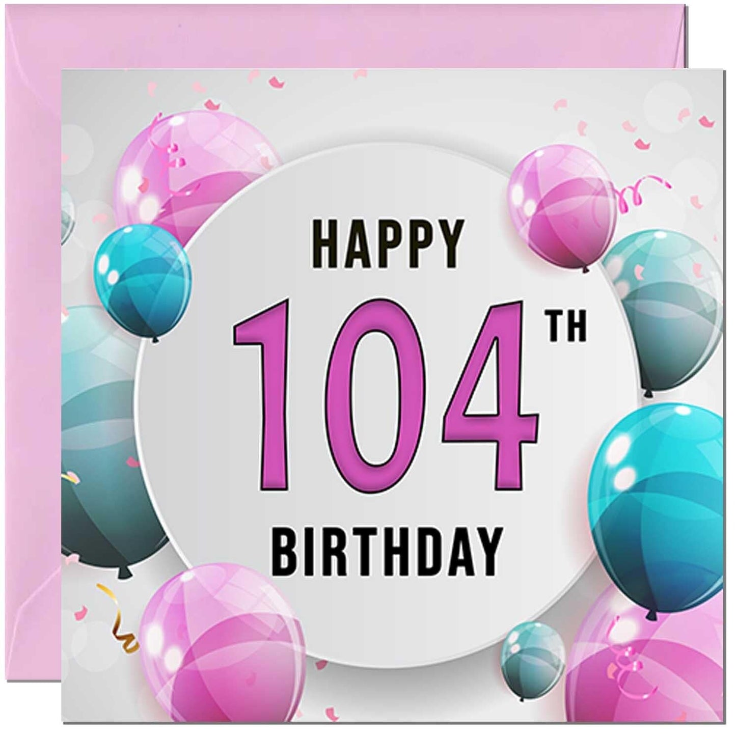 Birthday Card for women - Pink Turquoise Balloon Number