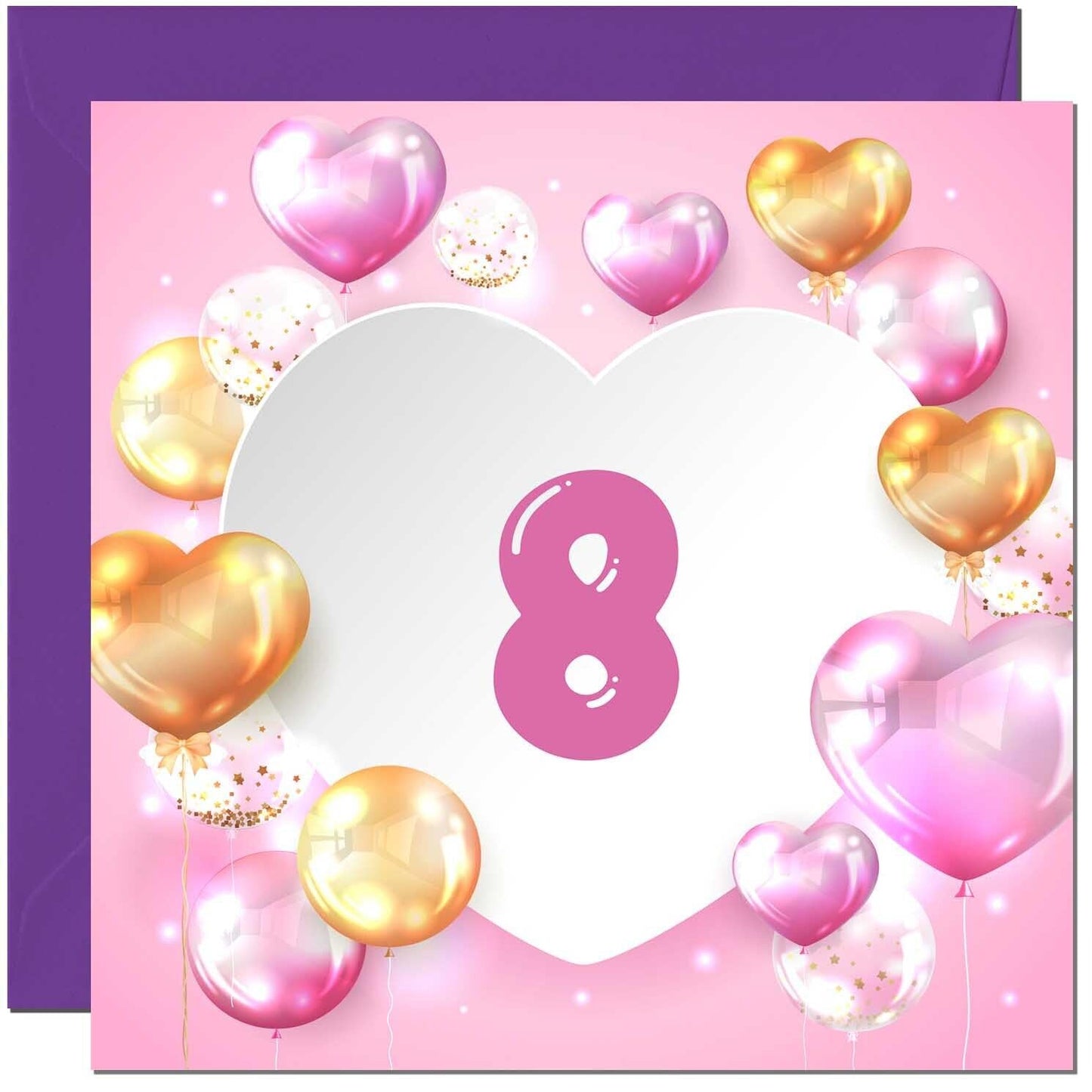 Birthday Card for women Girls Pink Balloon Numbers