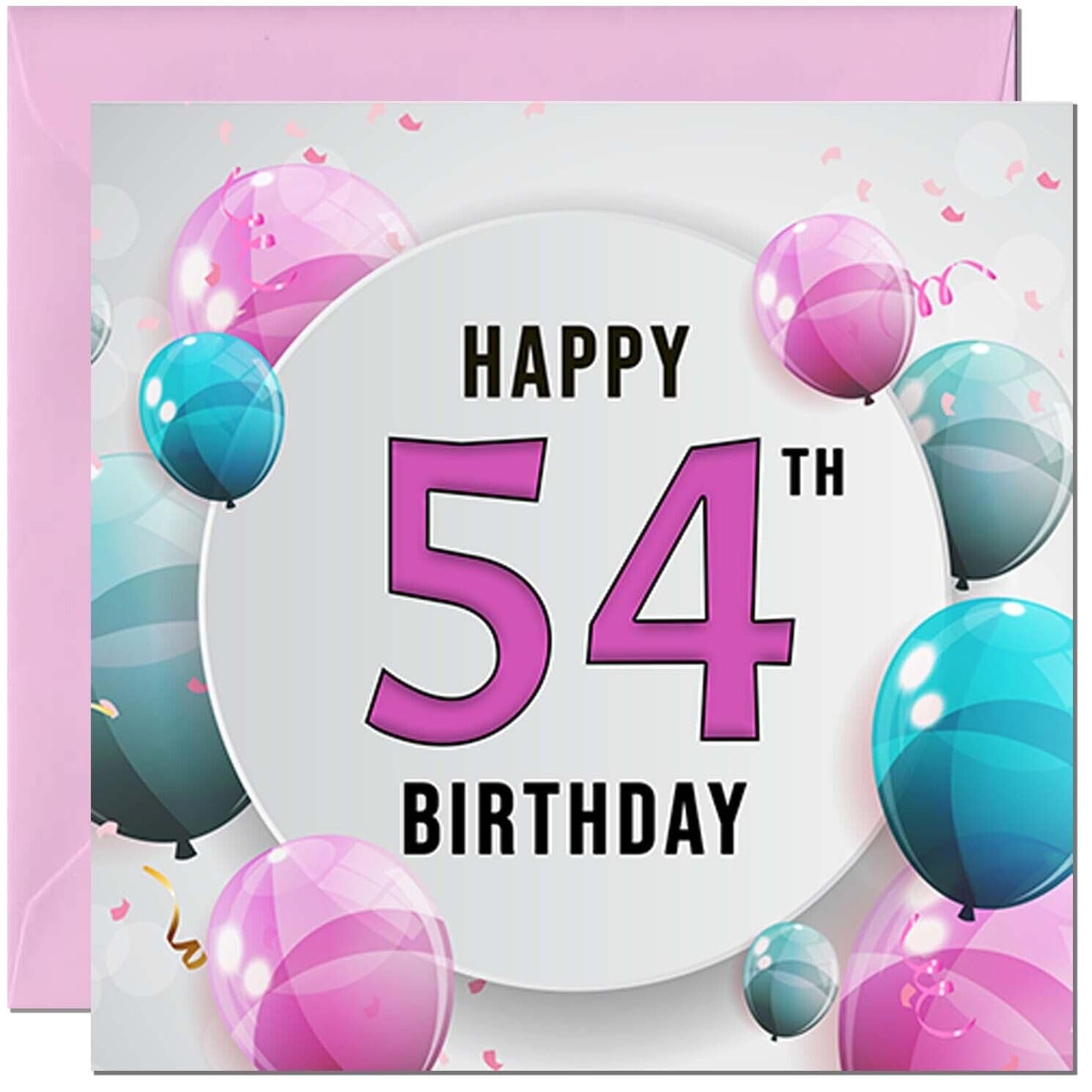 Birthday Card for women - Pink Turquoise Balloon Number