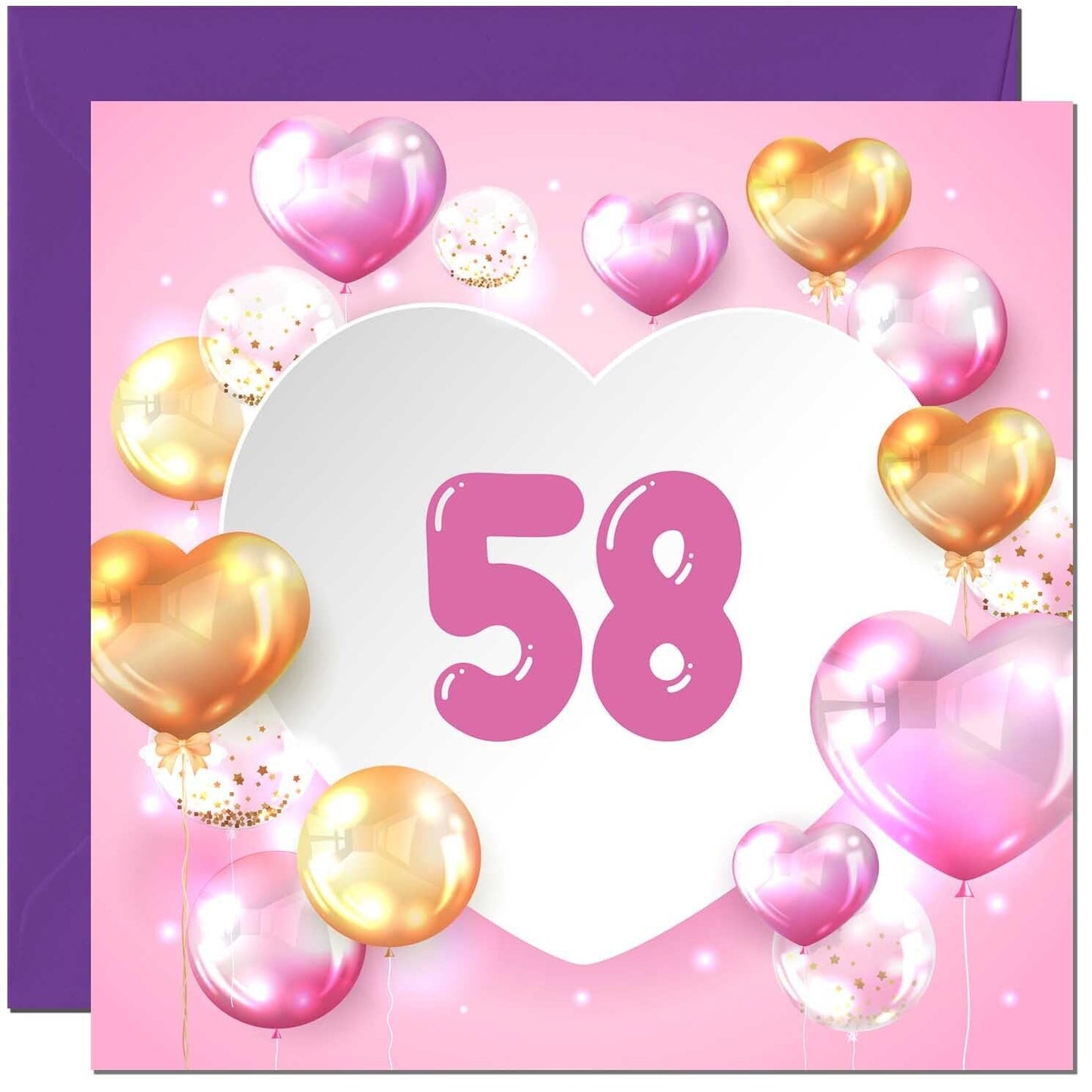 Birthday Card for women Girls Pink Balloon Numbers