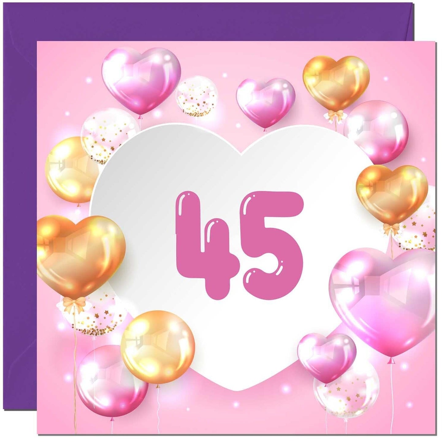 Birthday Card for women Girls Pink Balloon Numbers