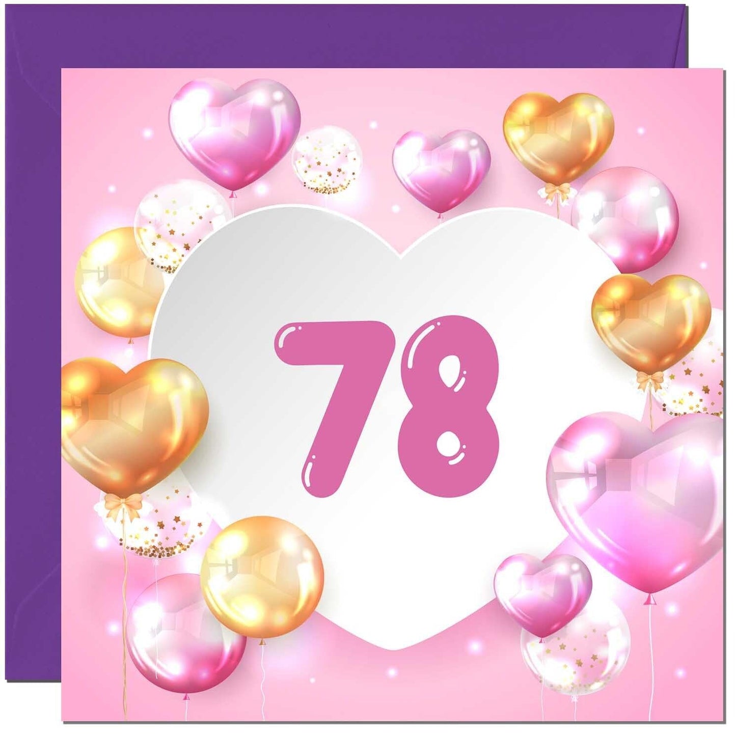 Birthday Card for women Girls Pink Balloon Numbers