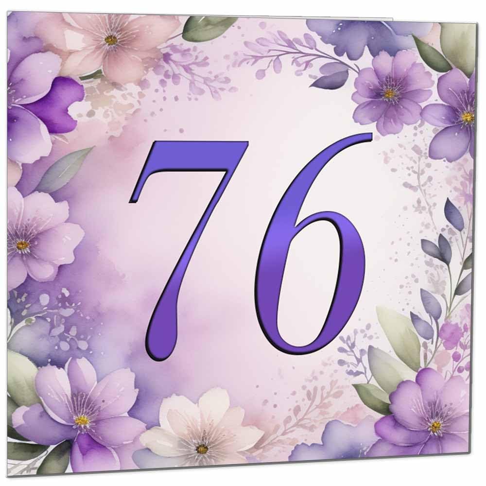 Birthday Card for Women - Purple Floral 80th Birthday Cards for year old woman Ladies Grandma Nan Aunt Mum Sister Mom Friend