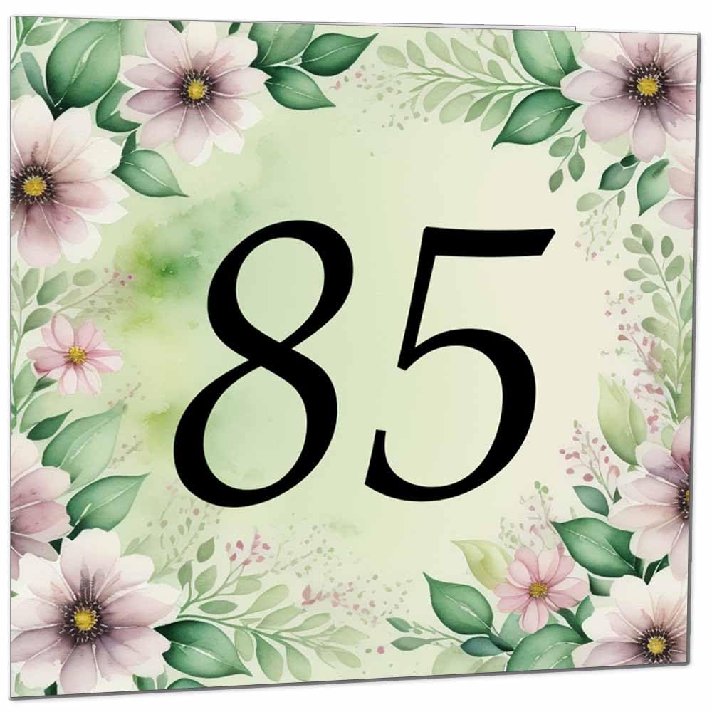 80th Birthday Card for Women Men - Green Floral Birthday Cards for 80 year old Lady Eighty Eightieth Ladies Grandma Nan Aunt Mum Sister Mom Friend