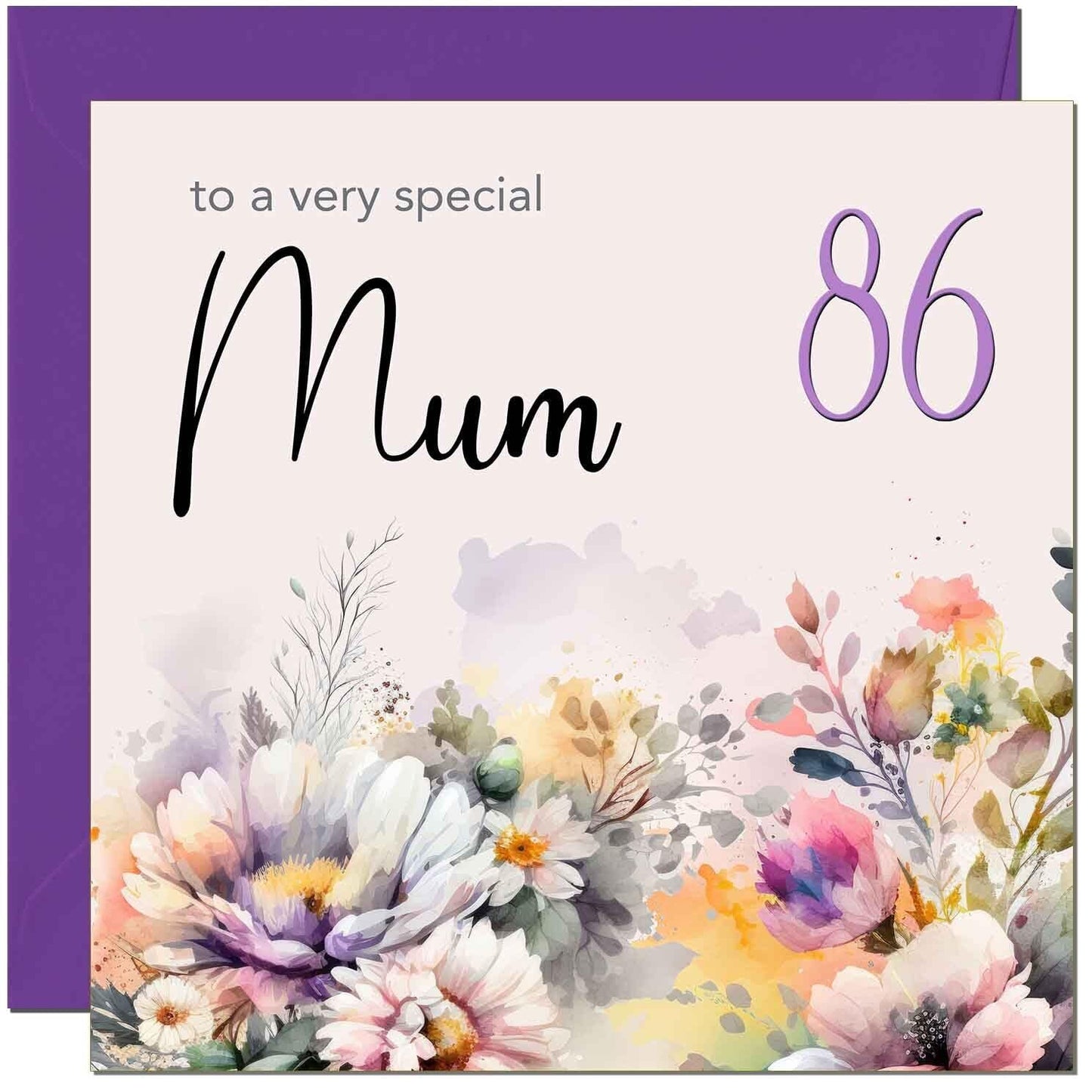 Mum Birthday Card - Purple Floral Mother Mom Mums