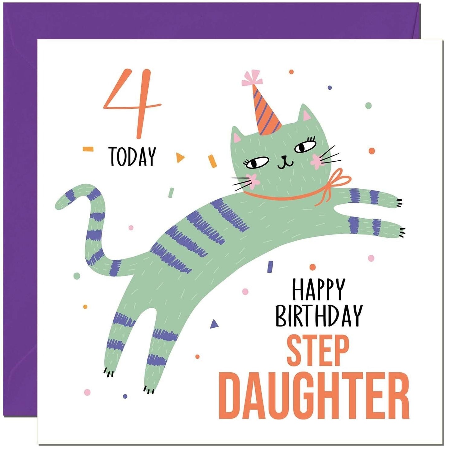 Step Daughter Birthday Card for Kids Cat Cute Step-Daughters