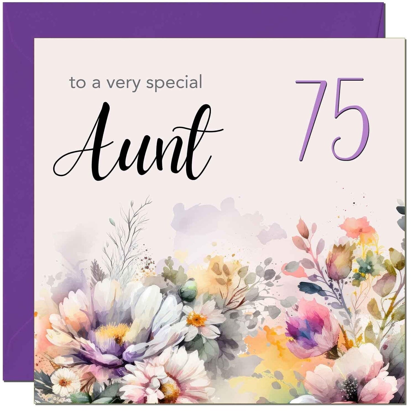 Aunt Birthday Card - Purple Floral Aunty Aunties