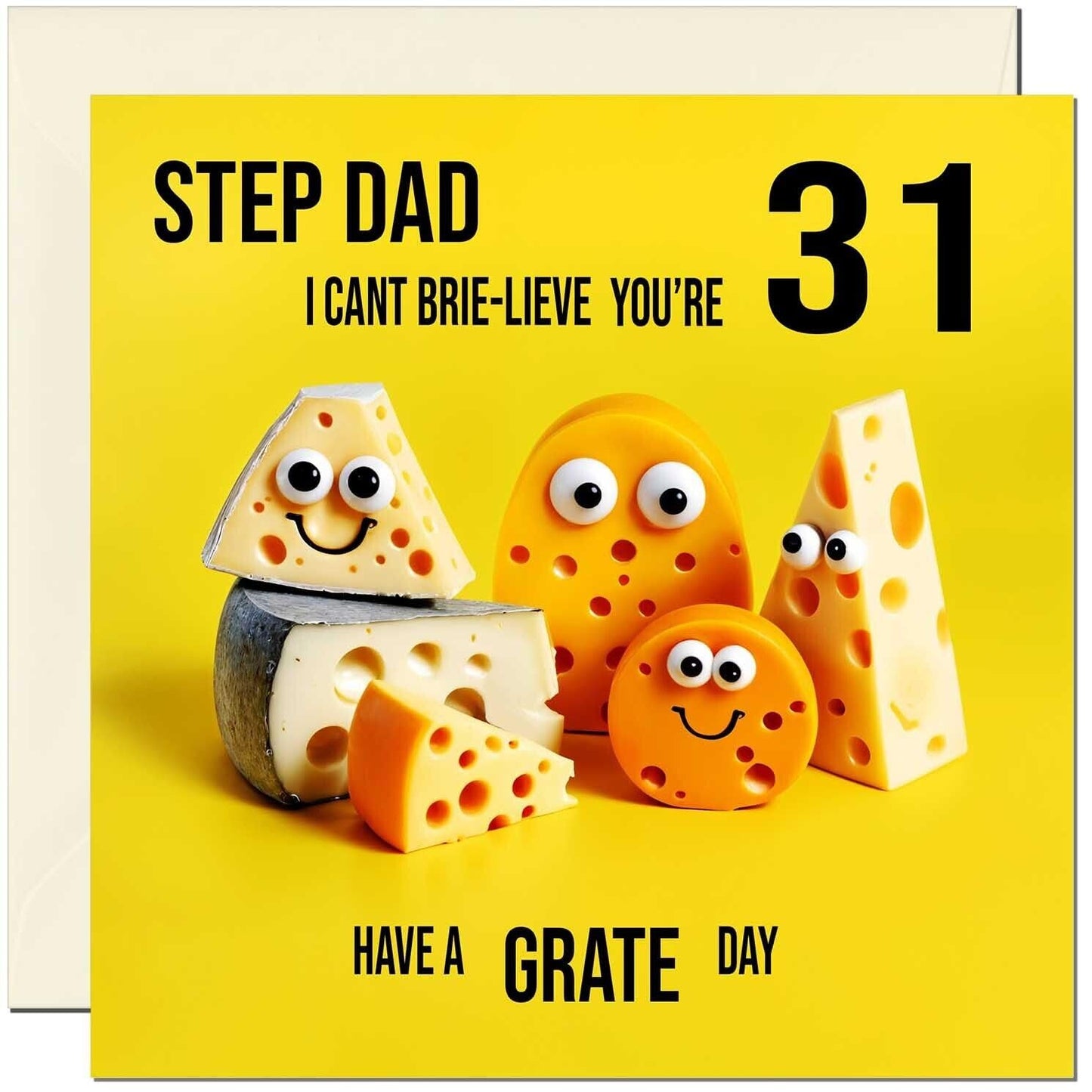 Step Dad funny Birthday Card - Cheese Pun Funny Step-Dads