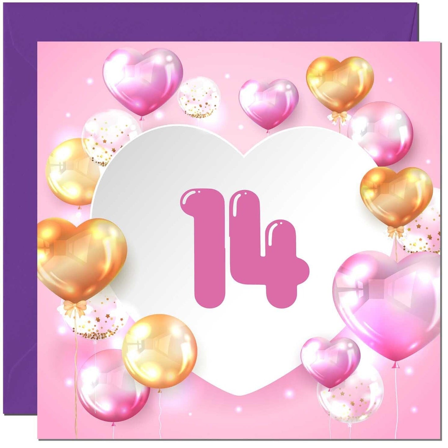 Birthday Card for women Girls Pink Balloon Numbers