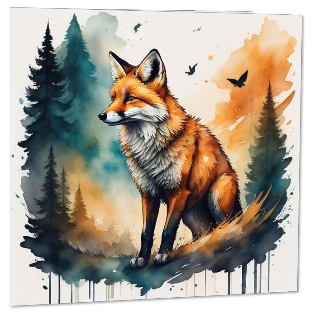 Animal Greeting Card - Beautiful Fox Illustration 145 x 145mm