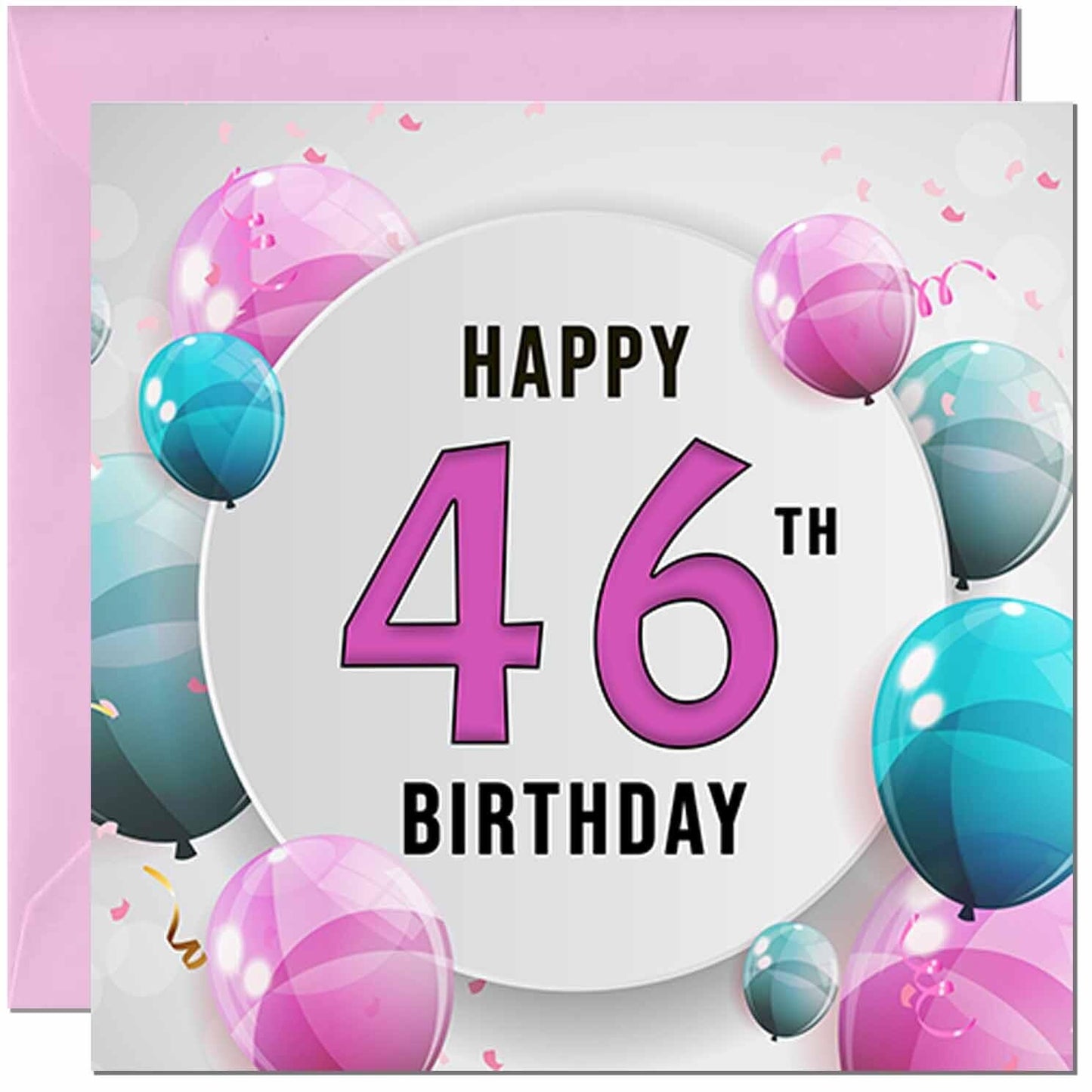 Birthday Card for women - Pink Turquoise Balloon Number