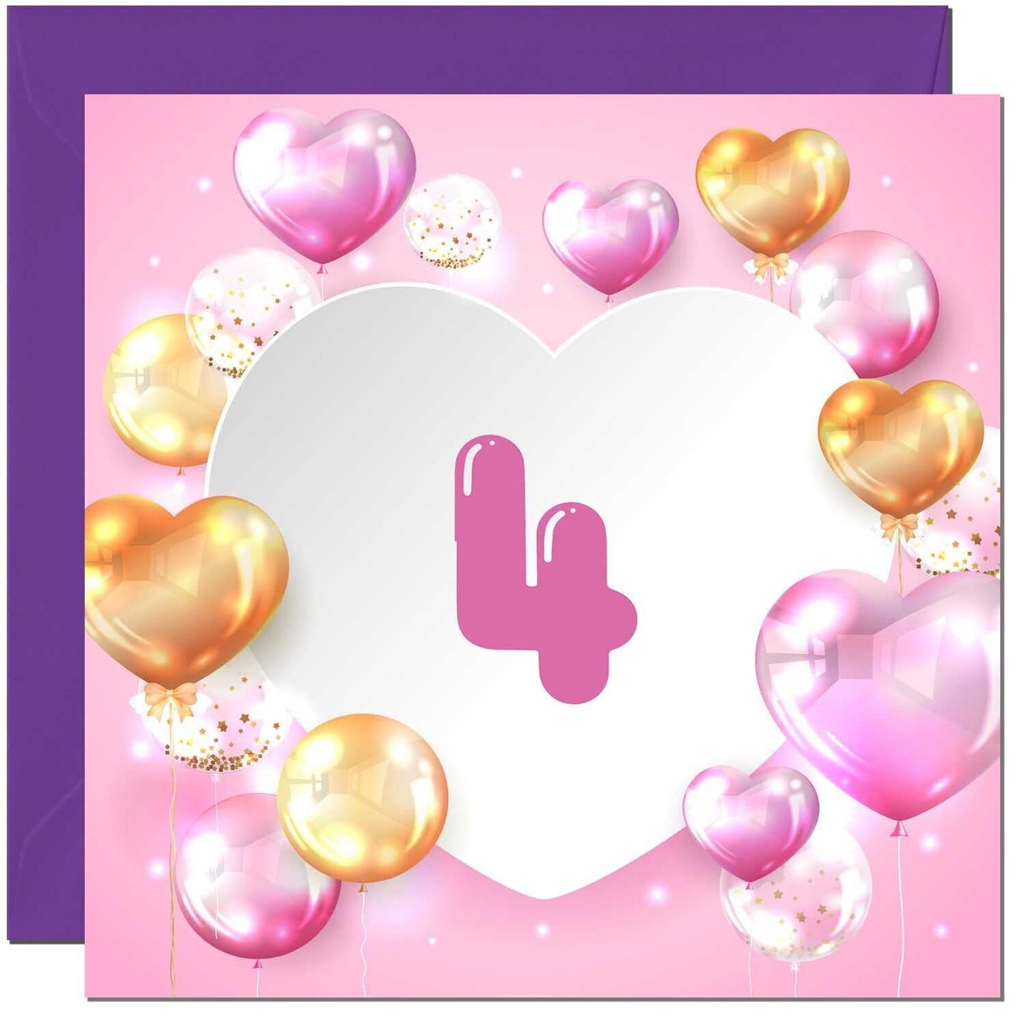 Birthday Card for women Girls Pink Balloon Numbers