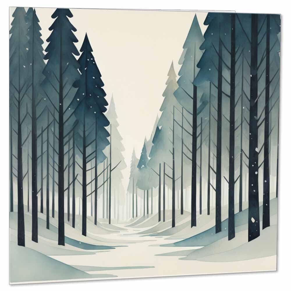 Christmas Card - Snowy Trees Forest - Festive Xmas Cards 145 x 145mm