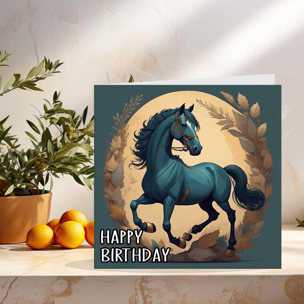 Horse Happy Birthday Card - Equestrian Horse Greeting Card 145 x 145mm