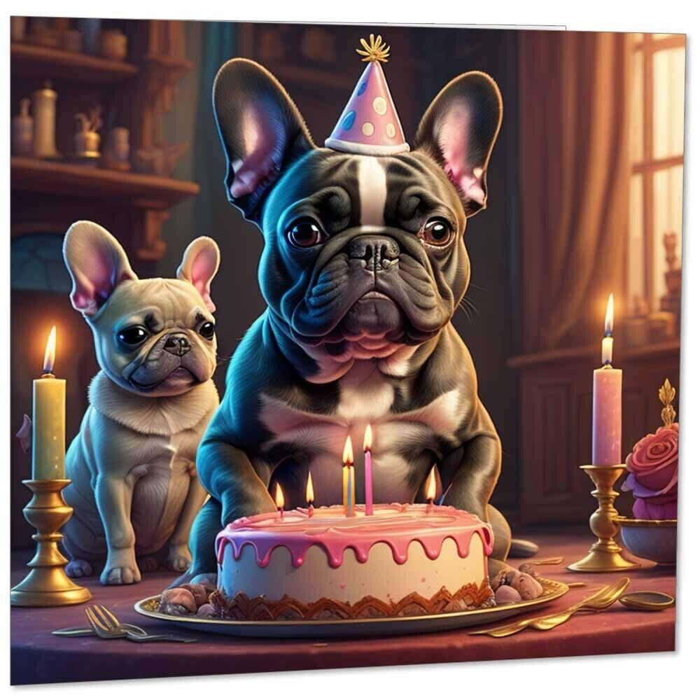 French Bulldog Birthday Card - French Bulldog Bday Card 145mm x 145mm