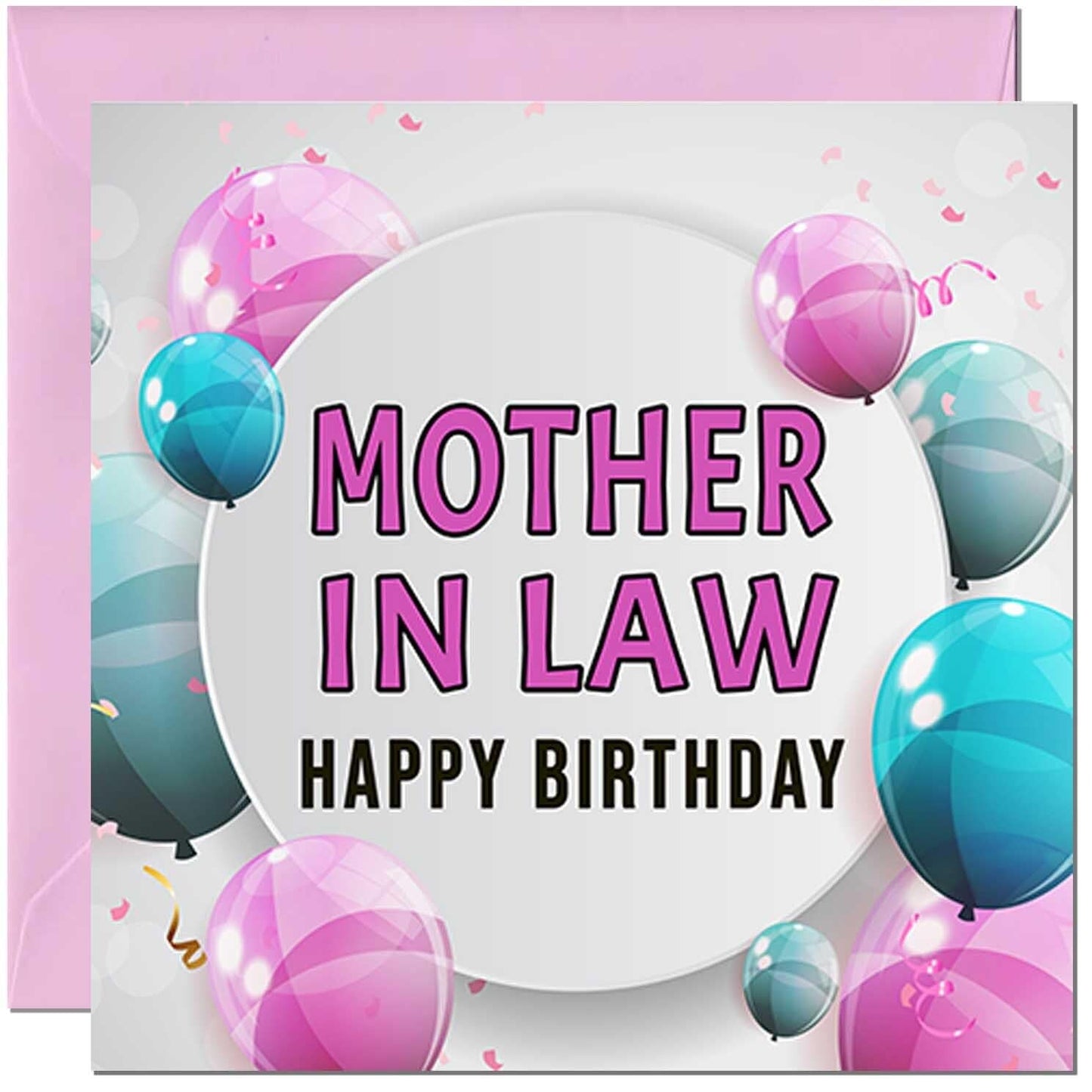 Birthday Card for women - Pink Turquoise Balloon Number