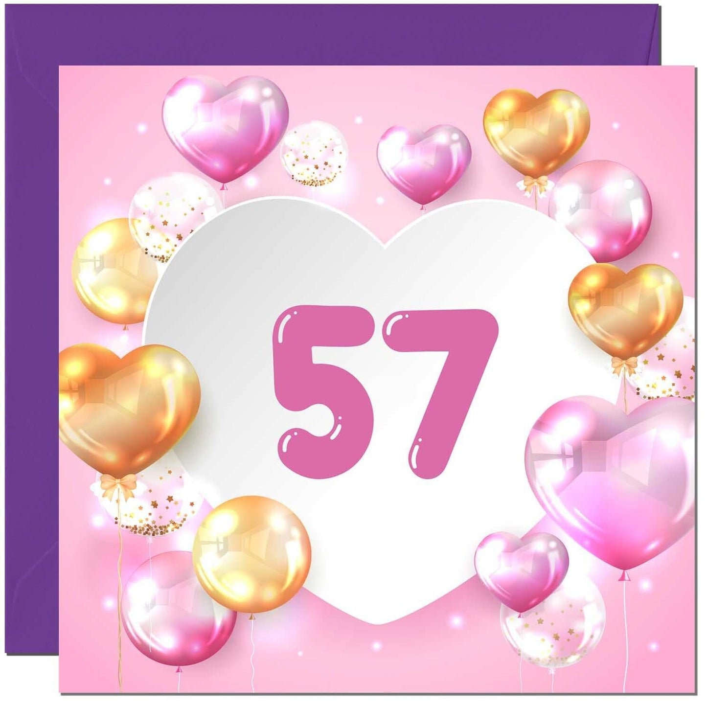 Birthday Card for women Girls Pink Balloon Numbers