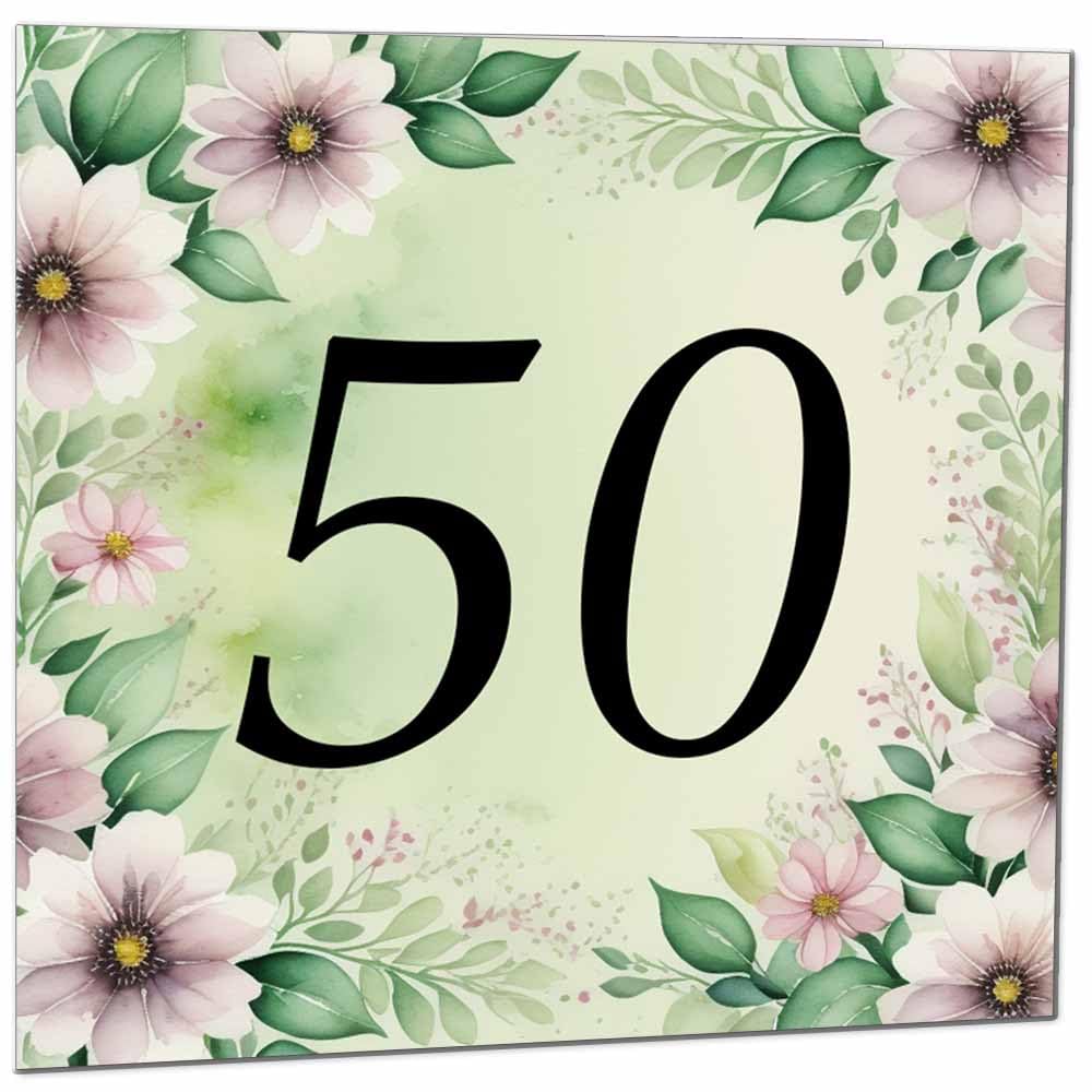 80th Birthday Card for Women Men - Green Floral Birthday Cards for 80 year old Lady Eighty Eightieth Ladies Grandma Nan Aunt Mum Sister Mom Friend