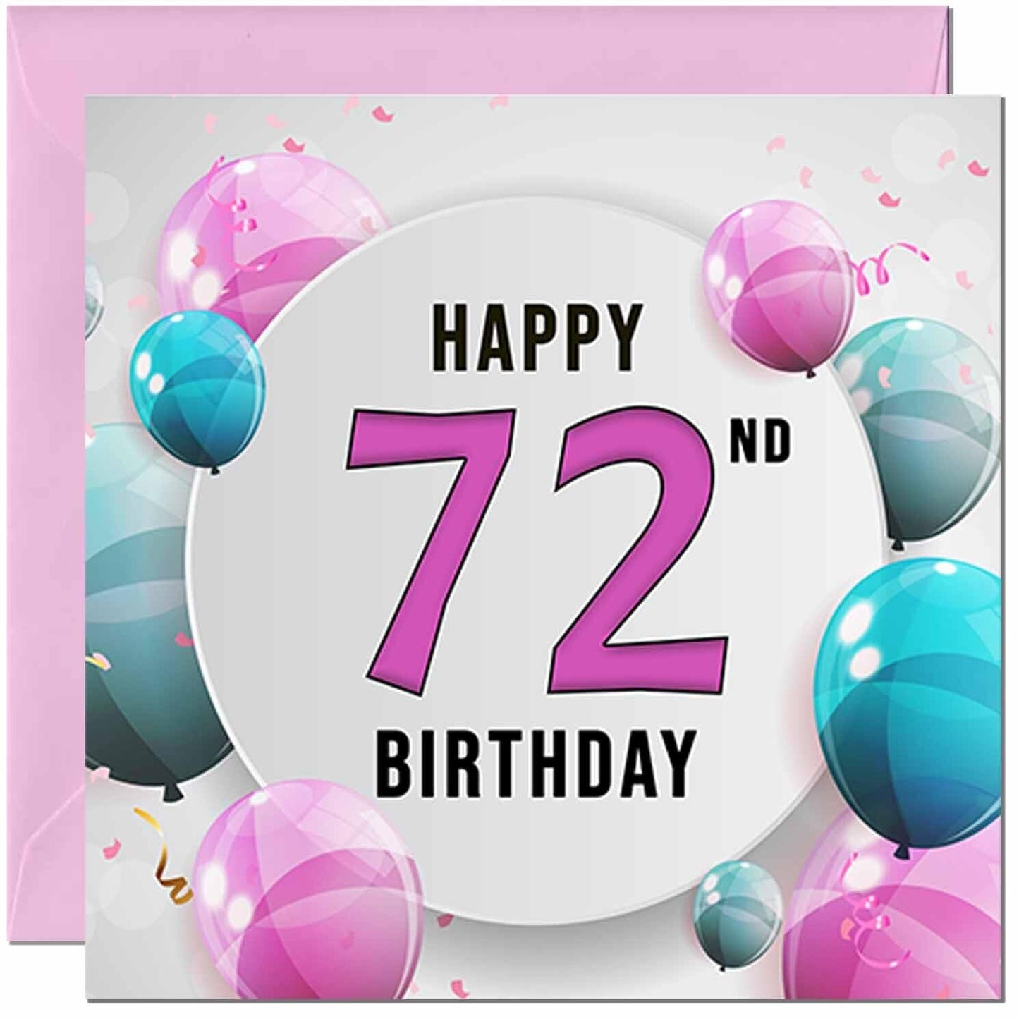 Birthday Card for women - Pink Turquoise Balloon Number
