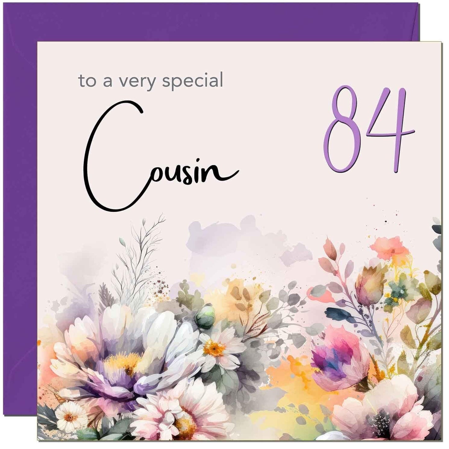Cousin Birthday Card - Purple Floral Cousin's