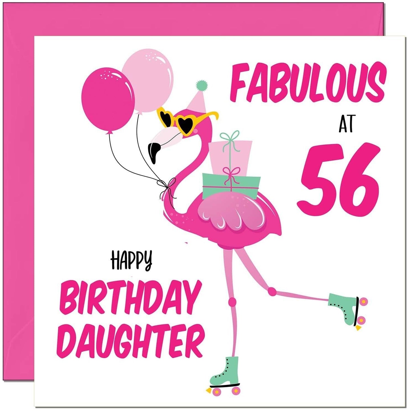 Daughter Birthday Card - Fabulous Flamingo - Ladies Womens Pink Cute Daughters
