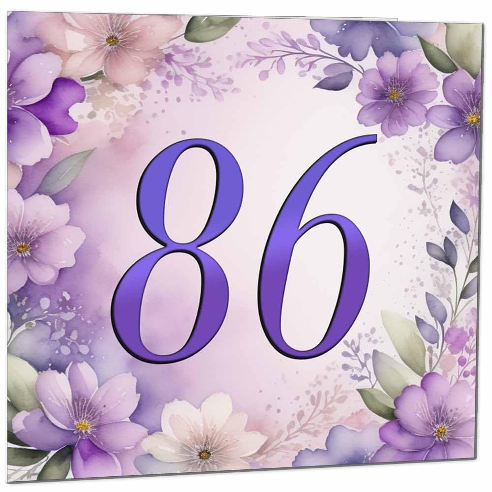 Birthday Card for Women - Purple Floral 80th Birthday Cards for year old woman Ladies Grandma Nan Aunt Mum Sister Mom Friend