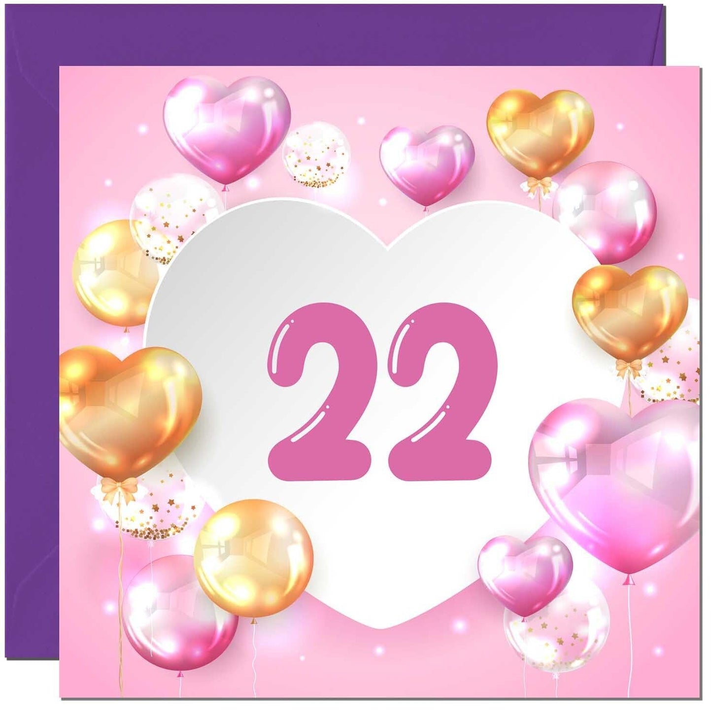 Birthday Card for women Girls Pink Balloon Numbers